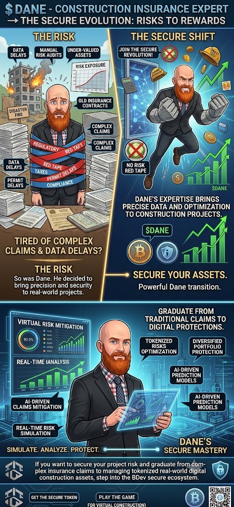 Dane the Construction Insurance Expert comic timeline: the risk to secure mastery